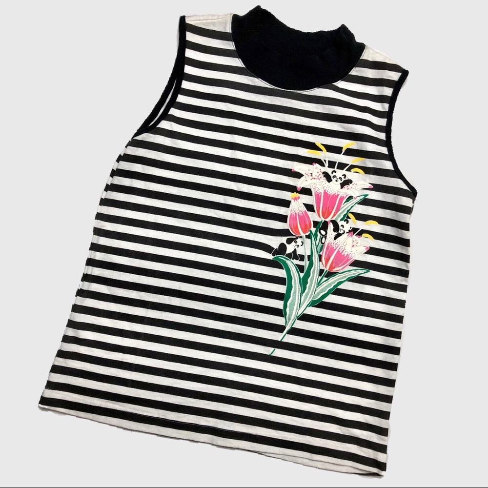 Vintage panda adorable striped top!!